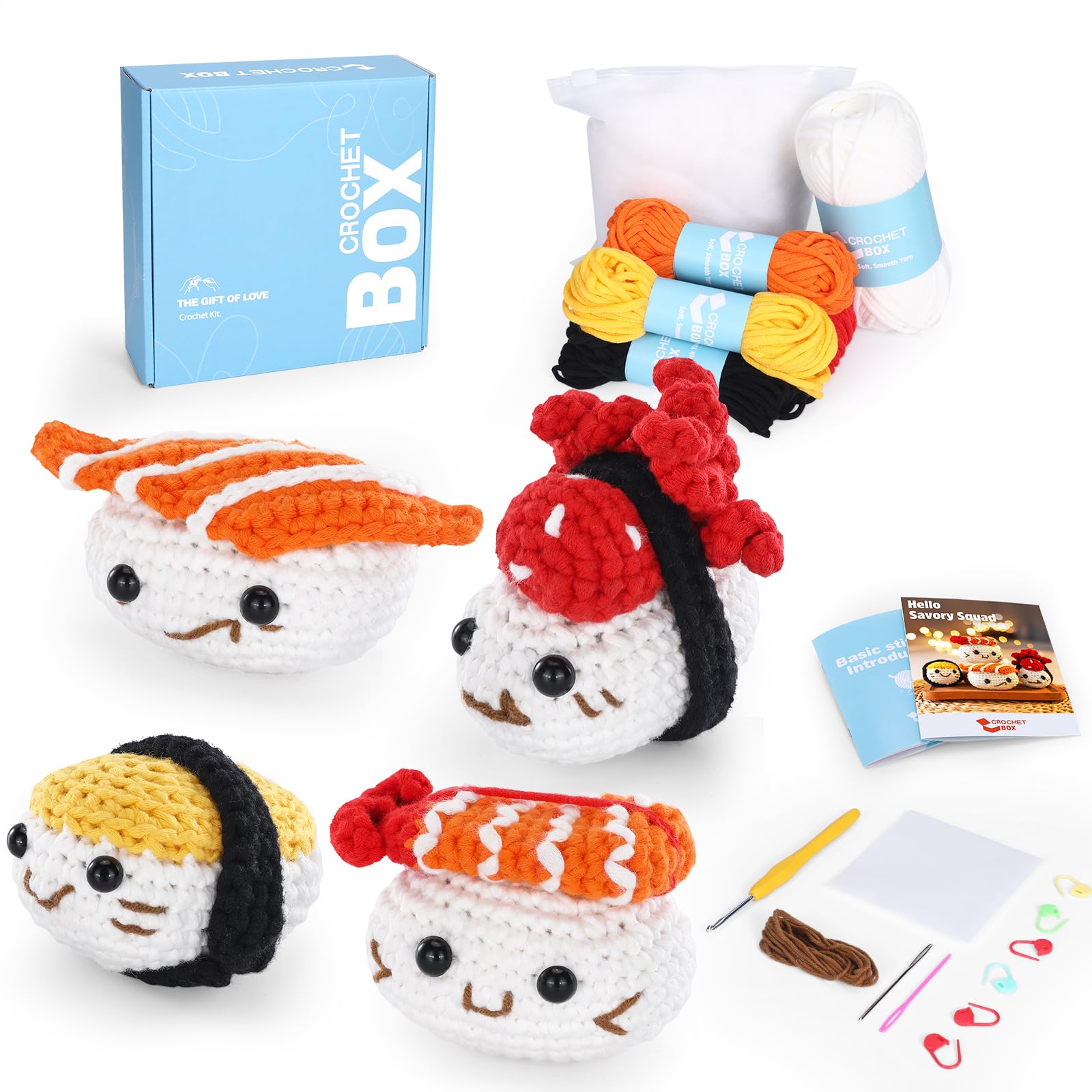 Amazon.co.jp: 初心者向け寿司かぎ針編みキット4点、スターターかぎ針